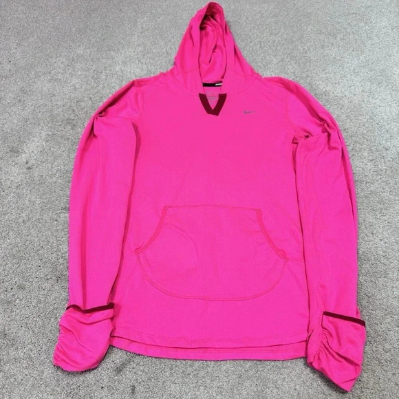 Nike Dri-Fit Activewear Jacket Women’s Pink Hooded Long Sleeve Pullover Small - Picture 1 of 11